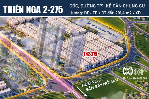 SHOPHOUSE GÓC | THIÊN NGA 2-275  (Trục đường Thành phố TP1)